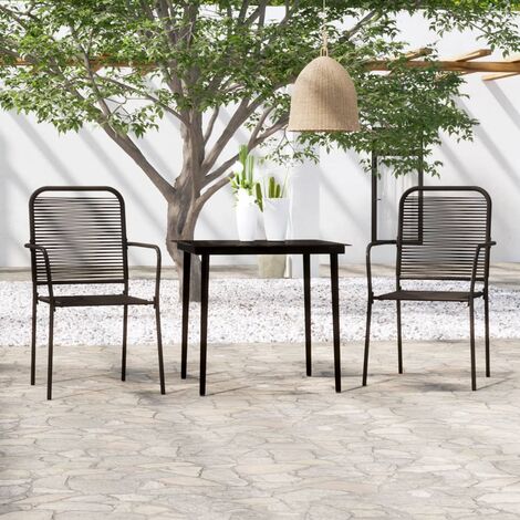 INLIFE Ensemble de salle à manger de jardin 3 pcs Noir (1/5)