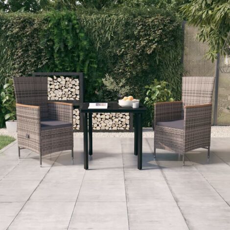 Ensemble à manger de jardin avec coussins 3 pcs Gris vidaXL (1/5)