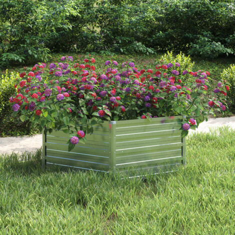 Vidaxl – Lit surélevé de jardin 129x45 cm – Acier galvanisé argenté – Fond ouvert pour drainage – Idéal pour plantes et légumes