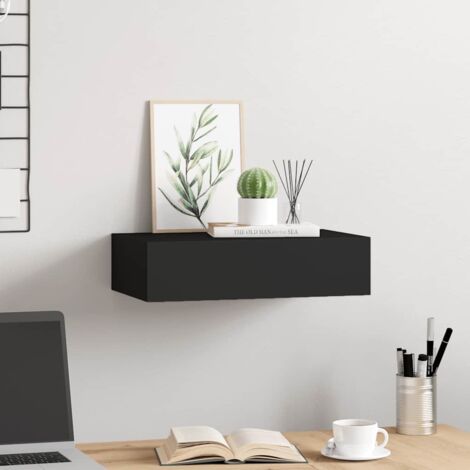 HAKU Möbel Étagère Murale Noire Métal - Dimensions L50 X H58 X P20 Cm Style Moderne