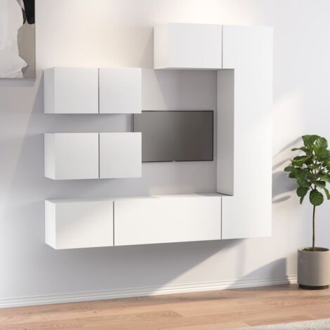 vidaXL Ensemble de meubles TV 6 pcs Blanc Bois d'ingénierie (1/5)