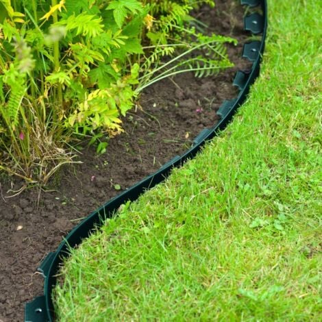 Clôture de jardin, bordures en plastique blanc plante herbe