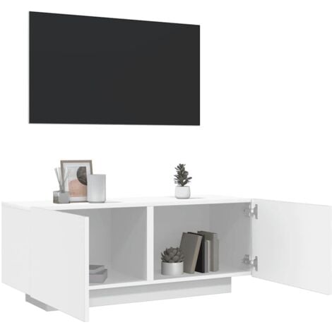 Meuble TV Blanc 100x35x40 cm Aggloméré