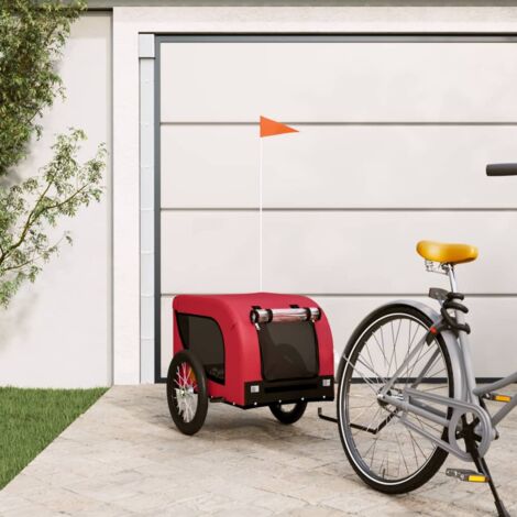 vidaXL Pet Bike Trailer Red and Black Oxford Fabric and Iron