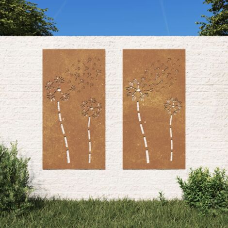 Décorations murales de jardin 2pcs 105x55 cm design de fleur vidaXL (1/6)