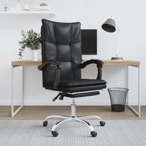 vidaXL Reclining Office Chair Black Faux Leather (1/5)