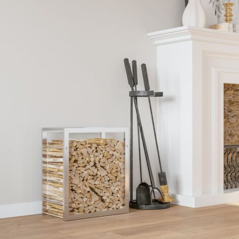 Vidaxl – Porte bûches intérieur acier inoxydable 50x28x56 cm – Rangement optimisé pour bois sec – Assemblage facile – Circulation d'air améliorée