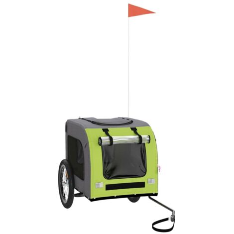 vidaXL Pet Bike Trailer Green and Grey Oxford Fabric&Iron