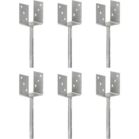 Vidaxl – Poteau pour clôture – Lot de 6 ancrages en acier galvanisé 8x6x30 cm – Installation facile avec bout en spirale
