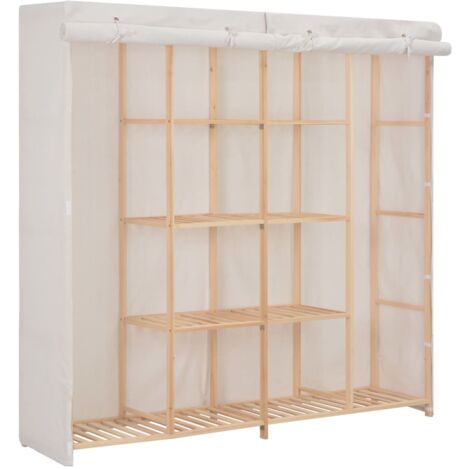 Vidaxl – Garde-robe blanche 173x40x170 cm – Tissu coton 60% et polyester 40% – Armoire avec housse pour vêtements – Design élégant et durable