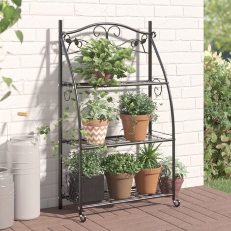 Vidaxl – Étagère à fleurs 3 niveaux en acier noir 56x30x96 cm – Résistante aux intempéries – Pour intérieur et extérieur – Facile à assembler - vidaXL686190
