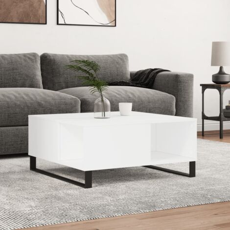 Vidaxl – Table basse fixe blanche 80x80x36,5 cm – Bois d'ingénierie résistant à l'humidité – Pieds en métal pour style moderne (1/5)