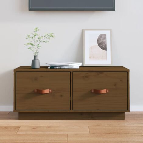 vidaXL TV Cabinet Honey Brown 80x34x35 cm Solid Wood Pine (1/5)