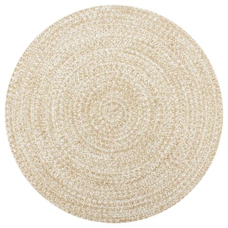 Vidaxl – Tapis kilim fait à la main en jute tressé blanc et naturel 90 cm – Texture unique – Durable pour zones à fort passage