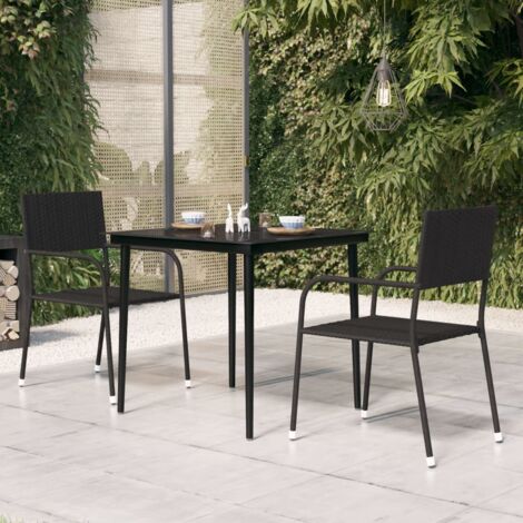 vidaXL Garden Dining Table Black 80x80x74 cm Steel and Glass (1/5)