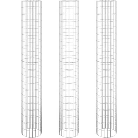 Lit surélevé à gabion circulaire 3pcs Acier galvanisé Ø30x200cm vidaXL