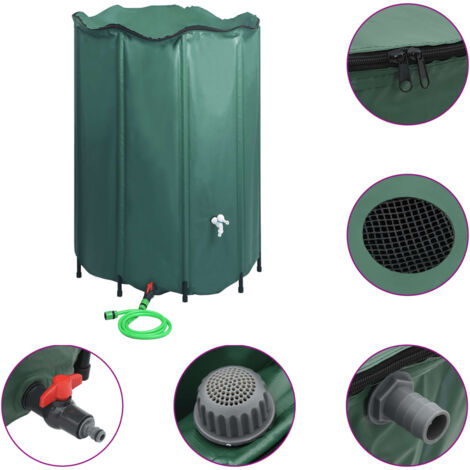 Vidaxl – Réservoir pliable d'eau de pluie 1250 L – PVC durable anti-corrosion – Dimensions 120 x 110 cm – Robinet pour évacuation facile