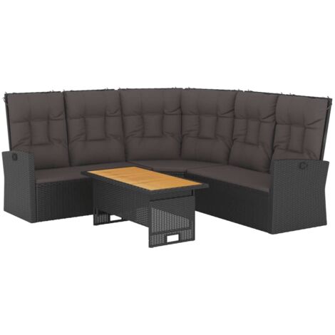 vidaXL 2 Piece Garden Lounge Set with Cushions Black Poly Rattan (1/5)