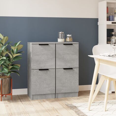 vidaXL Sideboards 2 pcs Concrete Grey 30x30x70 cm Engineered Wood