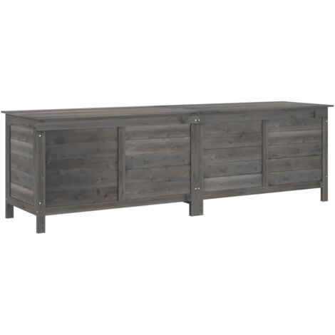 Vidaxl – Coffre de jardin en bois massif de sapin – Couleur anthracite – Dimensions 198,5 x 50 x 56,5 cm – Aération optimale grâce à la base à lattes