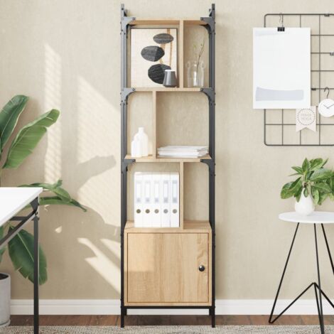 Vidaxl – Bibliothèque chêne sonoma 44,5x30x154,5 cm – Bois d'ingénierie et acier – Design zigzag créatif – Capacité 15 kg par étagère