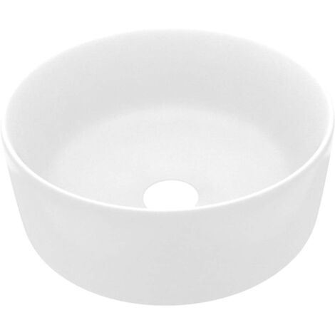 Vidaxl – Lavabo rond en céramique blanc mat 40x15 cm – Vasque à poser au-dessus du comptoir – Design élégant pour salle de bain moderne
