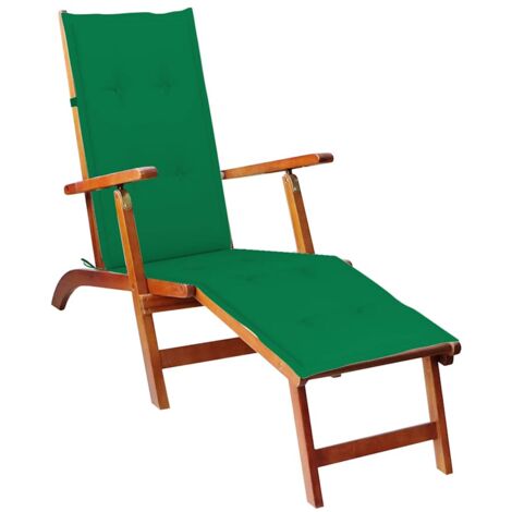 Chaise longue d'extérieur repose-pied et coussin Acacia solide vidaXL (1/5)