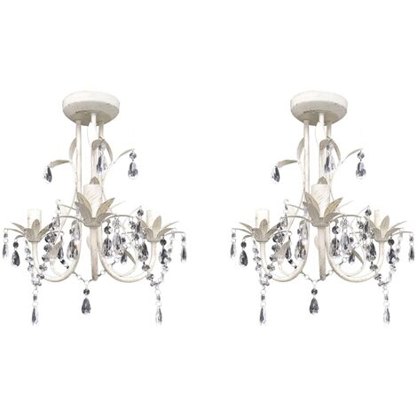 Lustres suspendus à cristaux 2 pcs Blanc élégant vidaXL
