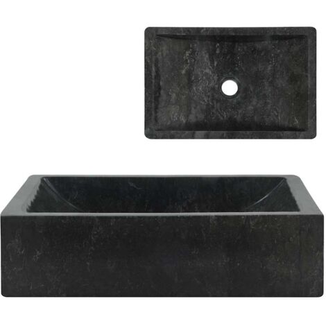 Vidaxl – Lavabo en marbre noir 45x30x12 cm – Lave mains à poser – Surface lisse facile à nettoyer – Compatible systèmes de plomberie standards
