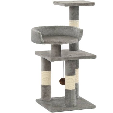 Vidaxl – Arbre à chat 65 cm gris – Griffoirs en sisal – Base robuste – Balle suspendue – Pour plusieurs chats – Facile à assembler (1/6)