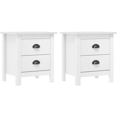 Tables de chevet Hill 2 pcs Blanc 46x35x49,5 cm Bois pin solide vidaXL