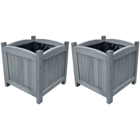 Vidaxl – Lits surélevés de jardin 2 pcs 30x30x30 cm en bois de sapin massif – Résistant aux intempéries – Doublure en PE pour rétention d'humidité