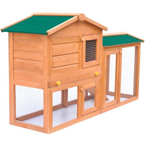 Soldes vidaXL Grande cage clapier extérieur pour lapins en bois double  clapiers 2024 au meilleur prix sur