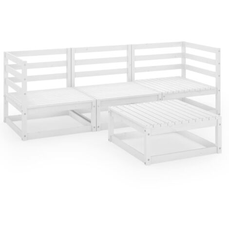 vidaXL 4 Piece Garden Lounge Set White Solid Wood Pine (805676+805696) (1/7)