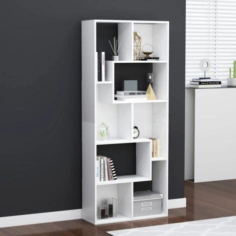 Vidaxl – Bibliothèque blanche 67x24x161 cm en bois d'ingénierie – Design élégant – Compartiments spacieux pour livres et objets décoratifs