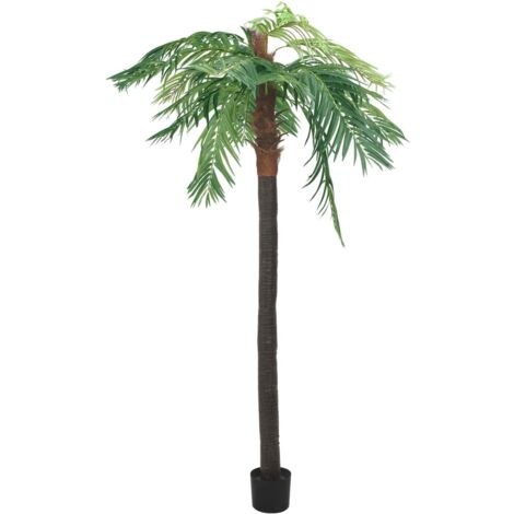 Vidaxl – Palmier Phoenix artificiel 305 cm – Plante verte réaliste avec 18 feuilles – Pot noir inclus – Décoration intérieure