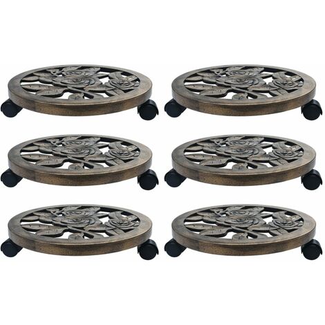 vidaXL Plant Trolleys 6 pcs Bronze 38 cm Plastic