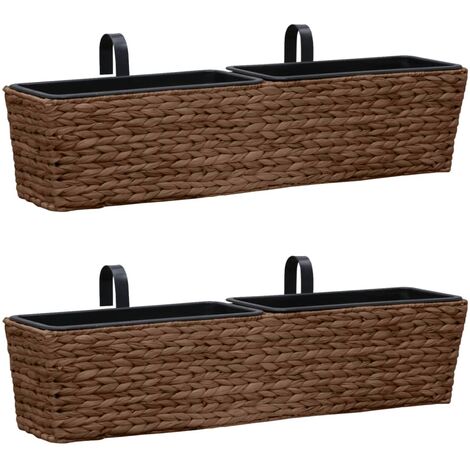 2 pcs Jardinières Classique - Bac à fleurs Balconnière à fleurs Jacinthe d'eau Marron vidaXL (1/5)