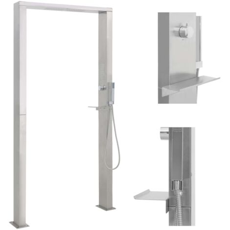 Douche d'extérieur à double jet Acier inoxydable vidaXL