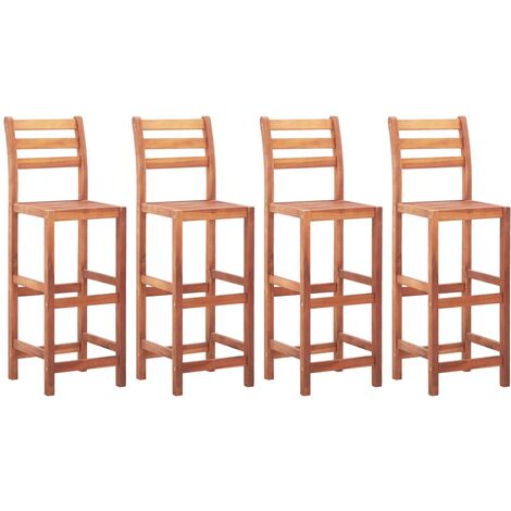 Vidaxl – Lot de 4 chaises de bar en bois d'acacia massif – Dimensions 40x36,5x110 cm – Avec dossier et repose-pieds – Pour usage commercial et extérieur