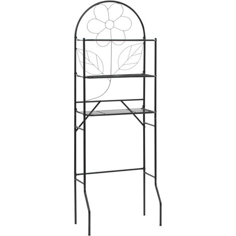 Vidaxl – Étagère de salle de bain en acier noir 60x33x174 cm – 3 étagères – Motif floral élégant – Pour espaces de rangement optimisés