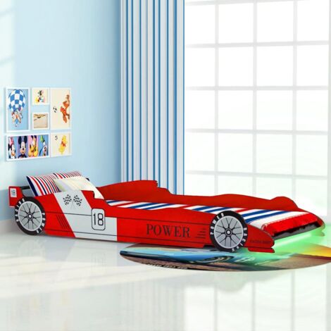Vidaxl – Lit pour enfants voiture de course LED 90x200 cm – Construction robuste – Bande LED à changement de couleur – Sécurité renforcée