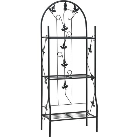 Support à plantes 3 niveaux Noir 52x28x128 cm Fer vidaXL