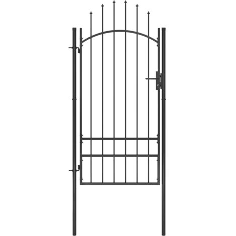 Vidaxl – Portail de jardin acier 1x2,5 m noir – Verrouillable – Résistant à la rouille – Installation facile avec 2 poteaux – Design élégant