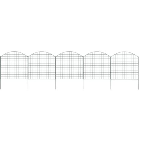Vidaxl – Ensemble de clôture de jardin arquée 775x785 mm – Fil d'acier enduit de poudre vert – 5 panneaux et 6 poteaux de fixation