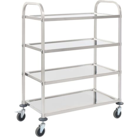 vidaXL Chariot de cuisine 4 niveaux Acier argenté 107x55x125 cm