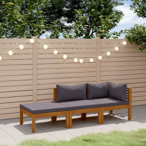 vidaXL 3 Piece Garden Lounge Set with Cushion Solid Acacia Wood (316282+316290)