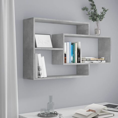 Vidaxl – Étagère murale en bois d'ingénierie gris béton 104x20x58,5 cm – 3 compartiments ouverts – Fixation murale incluse