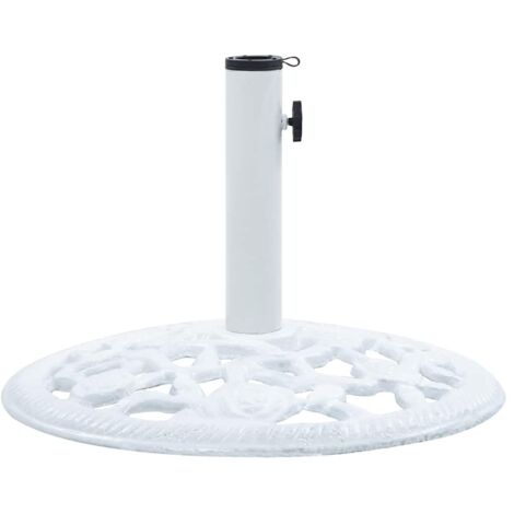 Vidaxl – Socle de parasol en fonte blanc 12 kg – Dimensions 48 x 33 cm – Adaptateur pour poteaux 35/38/48 mm – Résistant à l'oxydation