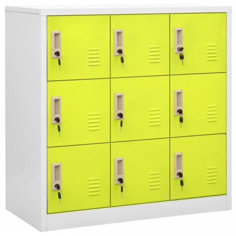 Vidaxl – Armoire à casiers acier 90x45x92,5 cm – 9 casiers – Couleur gris clair et vert – Serrures incluses – Capacité 90 kg